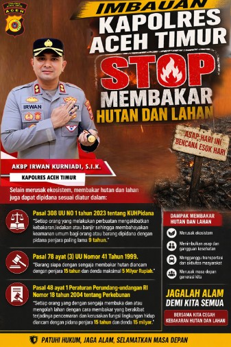 Waspada El Nino “Godzilla”, Kapolres Aceh Timur Imbau Warga Cegah Karhutla