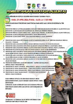 Besok Sore, Polrestabes Medan Rekayasa Lalu Lintas di 18 Titik, di Sinilah Lokasi -lokasinya