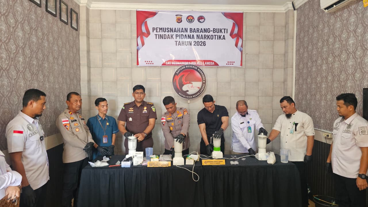 Polres Langsa Musnahkan 2,5 Kg Sabu, Kapolres : Lebih 20 Ribu Jiwa Terselamatkan